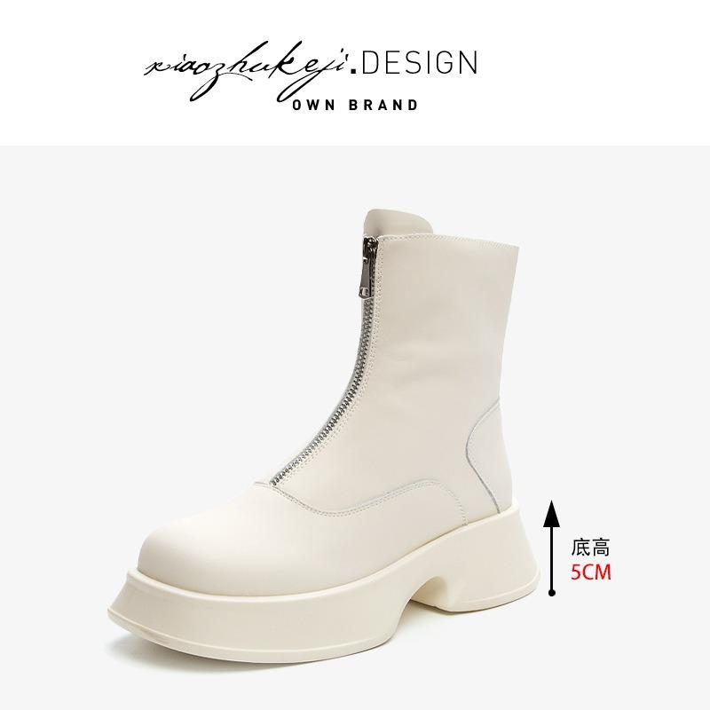 

Martin boots autumn new single boots heightened platform personality front zipper short boots women s shoes 40 білий