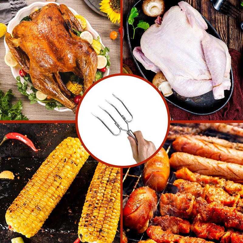 CIMAXIC Lot De 2 Fourchettes De Barbecue En Acier Inoxydable à Long Manche Pour Viande En Plein Air Pour Rôtir Le Steak Et Le Poulet