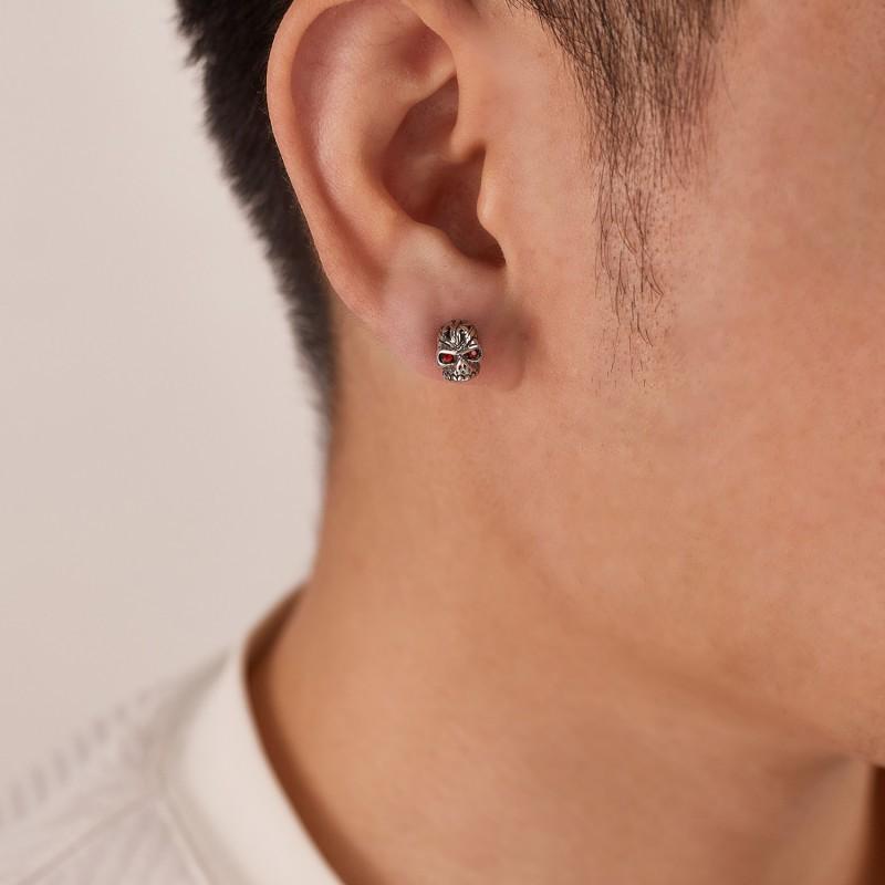 European American Stainless Steel Earrings With Male Personality Retro Hip-hop Street Skull Punk Style Titanium