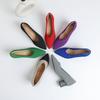 Fashion 2025 Pointed Toe Middle Heel Breathable Comfortable Knitted Shoes Women Shallow Mouth Chunky Heel Fashion Zapatos De Mujer Pumps