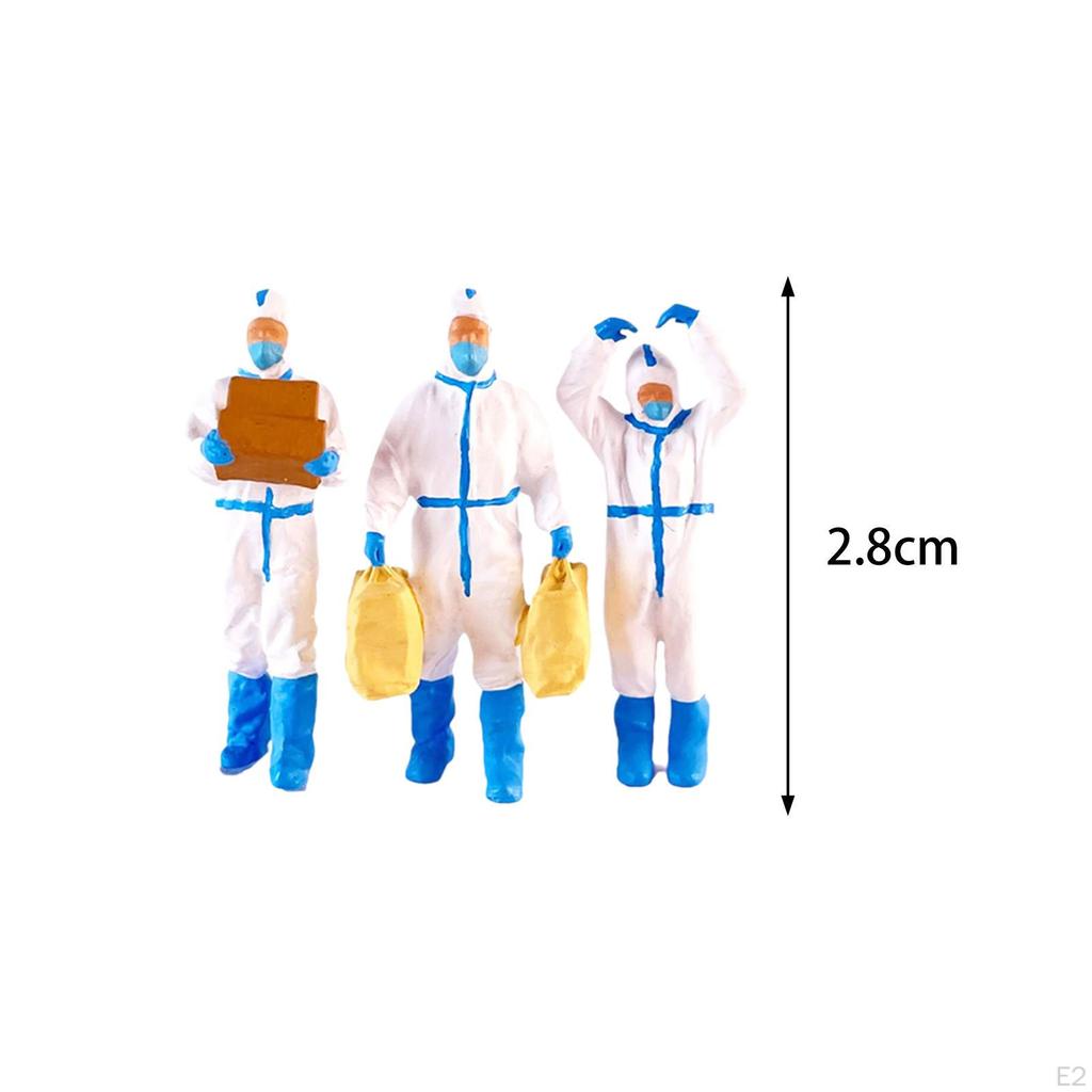3 Pieces 1/64 Doctor Figures Model Resin Figurines Layout DIY Projects Trains Architectural S Scale