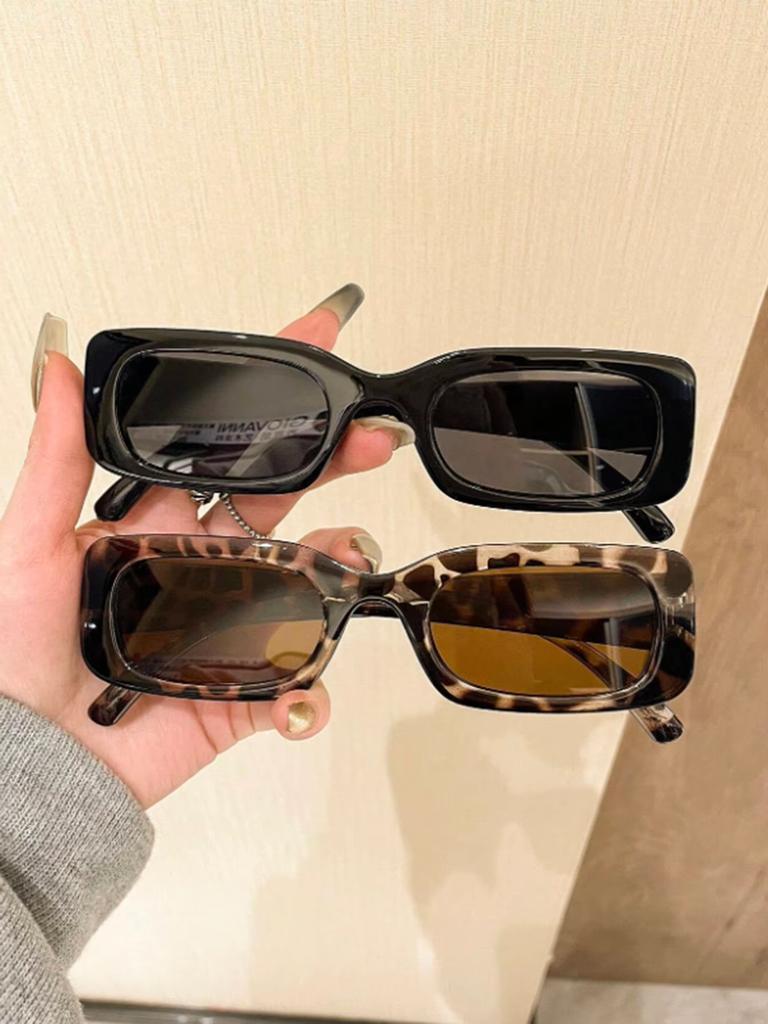 1 Stück / 2 Stück Stilvolle Rechteckige Brille PC-Linse Vintage und Trend Geeignet für Strand Outdoor-Aktivitäten und StreetStyle Unisex