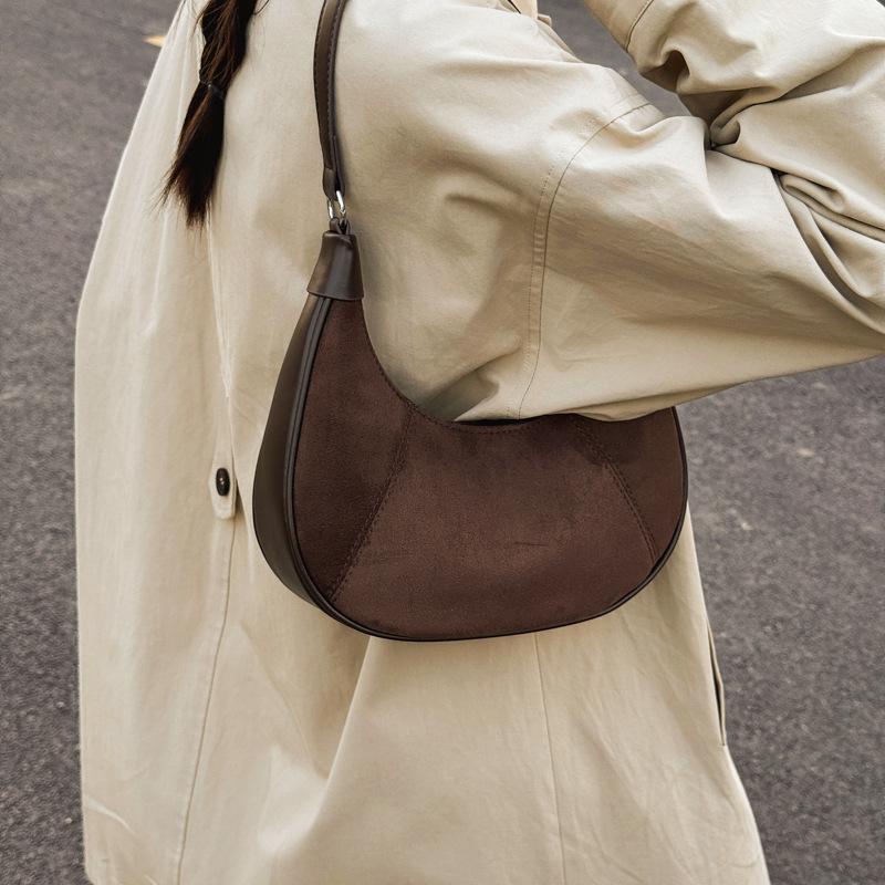 Hochwertige Damen-Umhängetasche mit einer Schulter, Lässige und Nischen-Einfarbige Knödeltasche, Pendler-Achseltasche