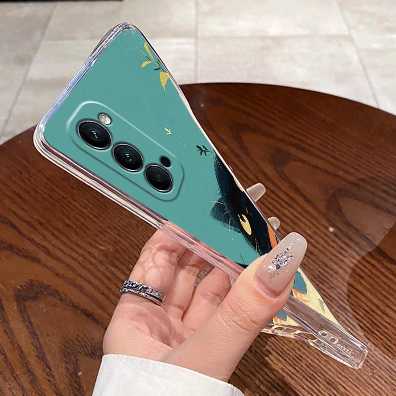 For OPPO Reno4 Case Reno 4 Pro 4G Coque Cases Clear Silicone Soft TPU Back Cover For Reno4 Pro 4G Cute Cat Dinasaur Phone Case