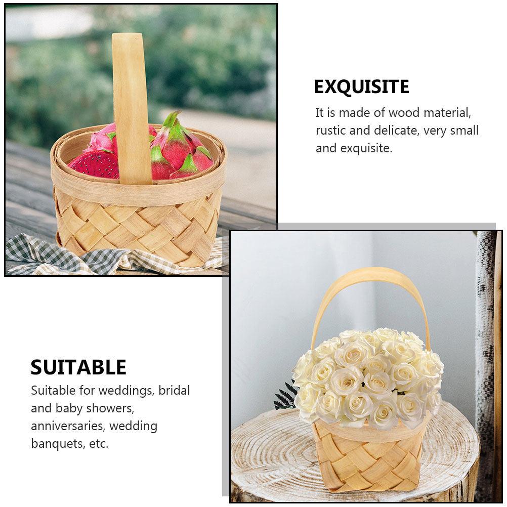 10Pcs Mini Flower Baskets Rustic Wood Material Small Elegant Basket for Gift Wrapping Wedding Banquet Decoration Party Supply