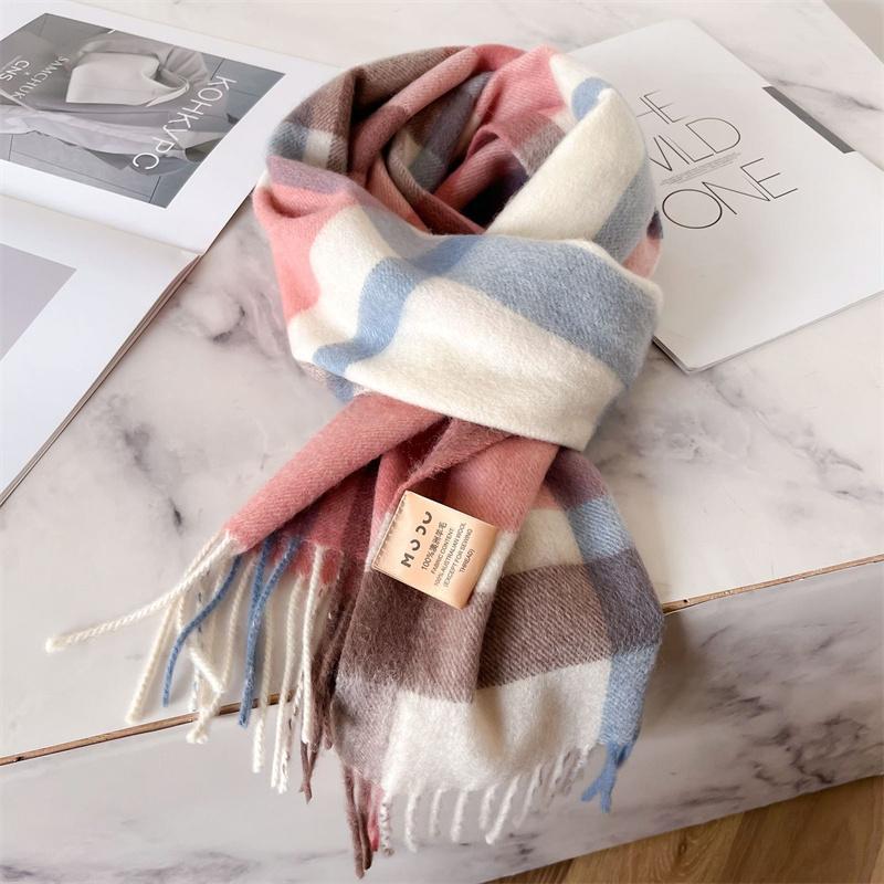 100% Wool Luxury Brands Classic England Style Women Scarf Fashion Stripe Plaid Scarves Tassel Shawls Pashmina Lady Wrap 32*180cm