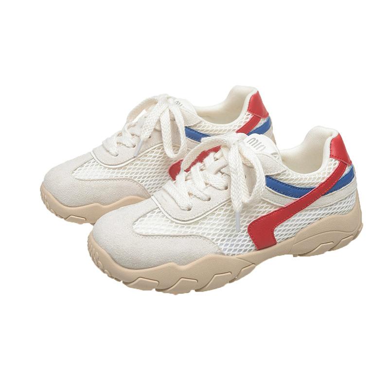 

Женская обувь 2025 новая летняя с увеличением роста сетчатая дышащая спортивная и повседневная обувь популярная желтая ретро немецкая тренировочная обувь 40 бежевый