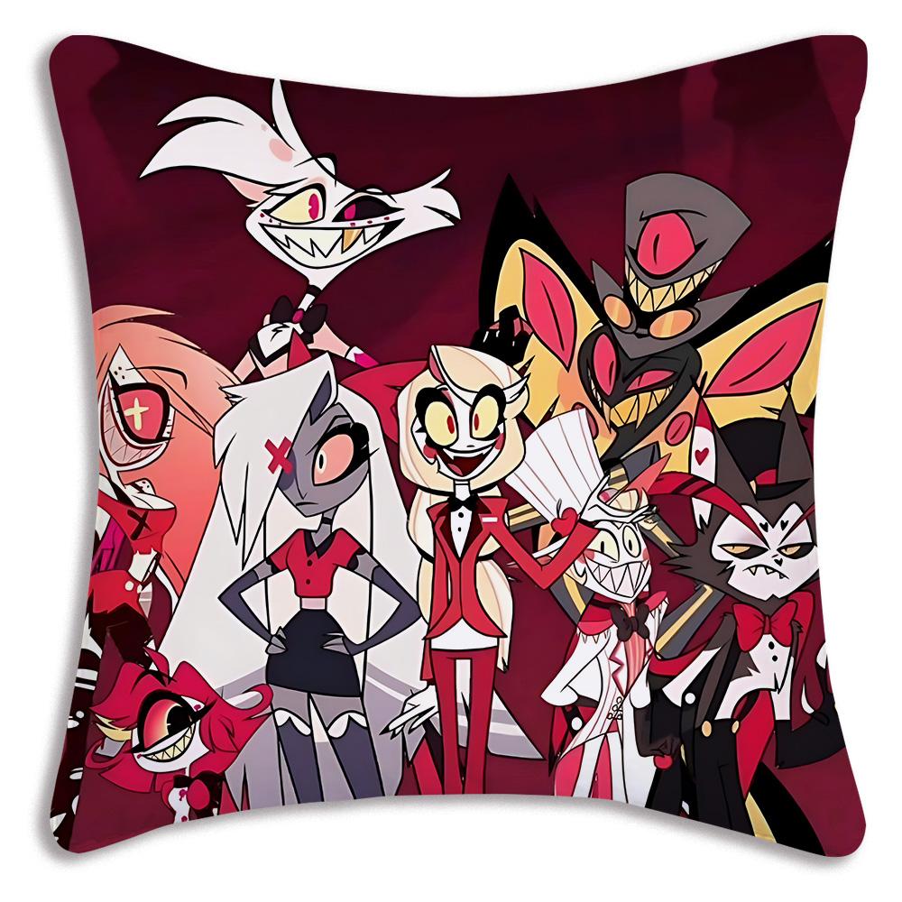 Anime H-Hazbins H-Hotel Pillow Covers Cartoon Sofa Decorative Home Double-sided Printing Short Plush Cute Cushion Cover