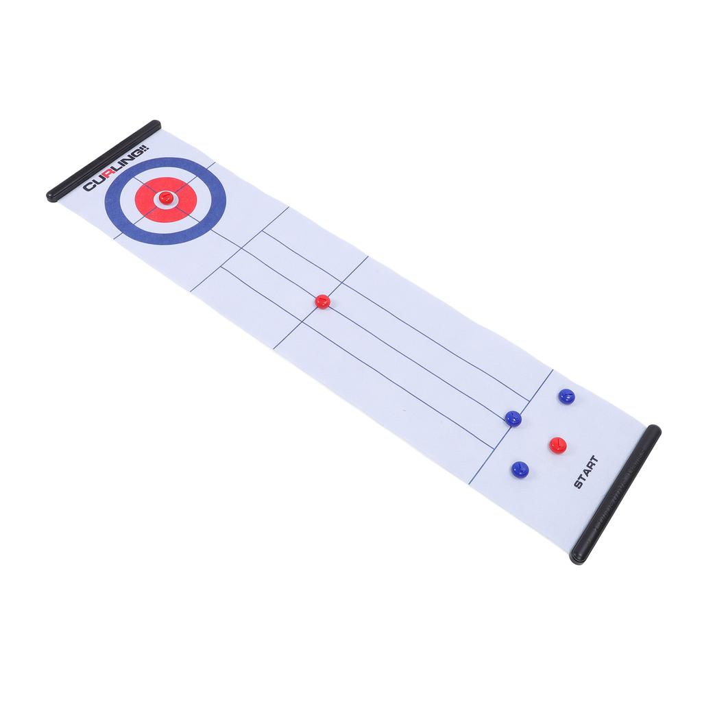 Tabletop Curling Game Interactive Large Mat Compact Roll Up Curling Family Game for Home Outdoor Fun