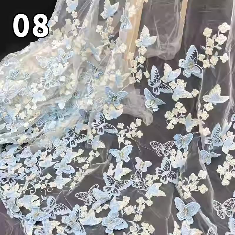 3D Butterfly Embroidery Fabric Hand-embroidered Cloth For Diy Sewing Wedding Dress Water-soluble Mesh Embroidery Lace Fabric
