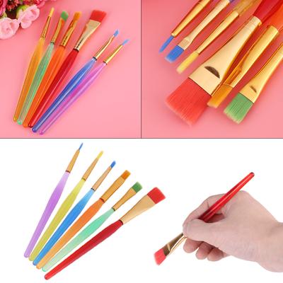 6 Pcs Paint Brush Set, Colorful Nylon Hair Paints Artist Pinteboises with Plastic Handle for Body Rock