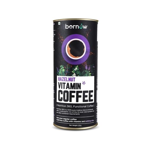 Bornow Hazelnut Coffee™ |100% Pure Arabica | Premium Instant Wellness Coffee, 50 Gms | Freeze Dried Technology | Makes 25 Cups