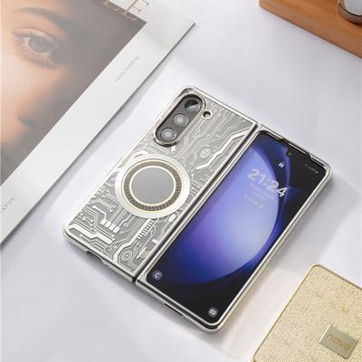 Electroplated Transparent  Magnetic Phone Case for Samsung Galaxy Z Fold 5 Fold5 5G Silicone Shockproof  Clear Cover