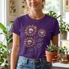 Skull Sunflower Shirt, Goth Botanical Plant Mom Tee, Spooky Retro Cottagecore