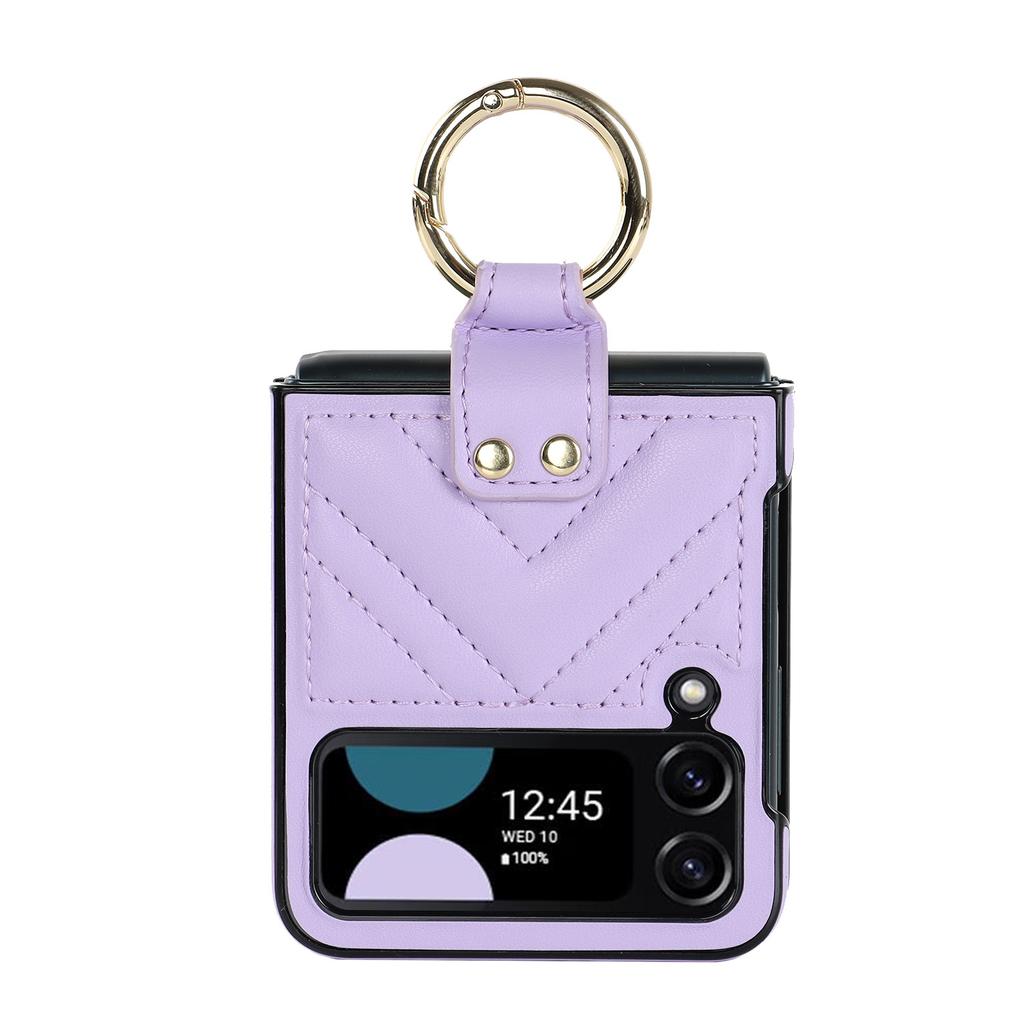 Z Flip5 Folding Mobile Phone Case Ring Suitable for Samsung Flip6 Small Fragrance Style Sub Mobile Phone Case Leather Case