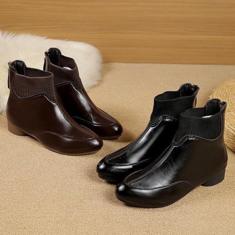 Retro Shoes, Elastic Ankle Boots, Best-selling Boots, Low-heeled Anti-slip Fleece Warm Boots, Women's Shoes