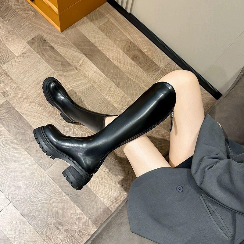 Long Boots 2026 Thick Soled High Rise Knight Boots with Horseshoe Heels and High Top Motorcycle Boots