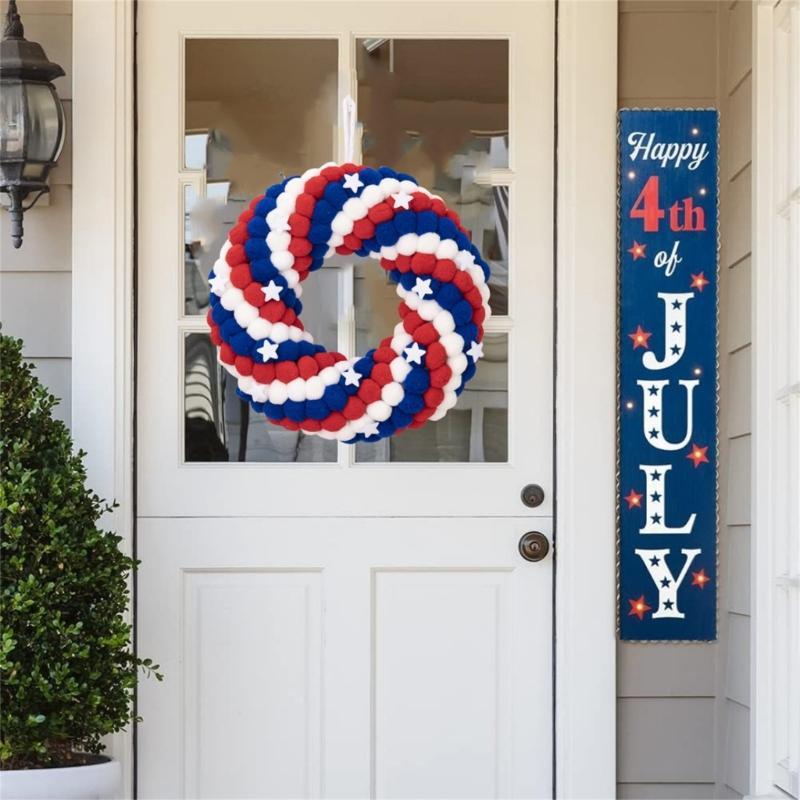 4th of Julys Wreath Patriotics Wreath Independences Day Wreath for Front Door Memorials Day Americana Wreath Wall Decors