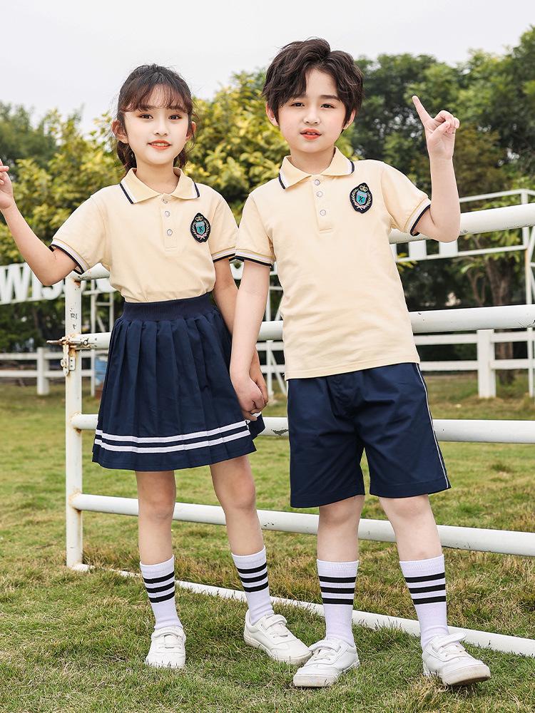 British Style Summer Kids' School Uniform Set - Boys & Girls Two-Piece Performance Wear