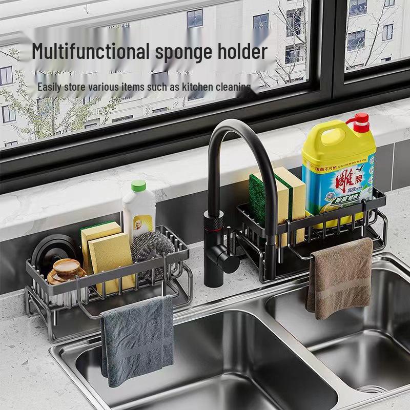 Kitchen Sink Drain Rack Organizer for Dishcloths and Sponges