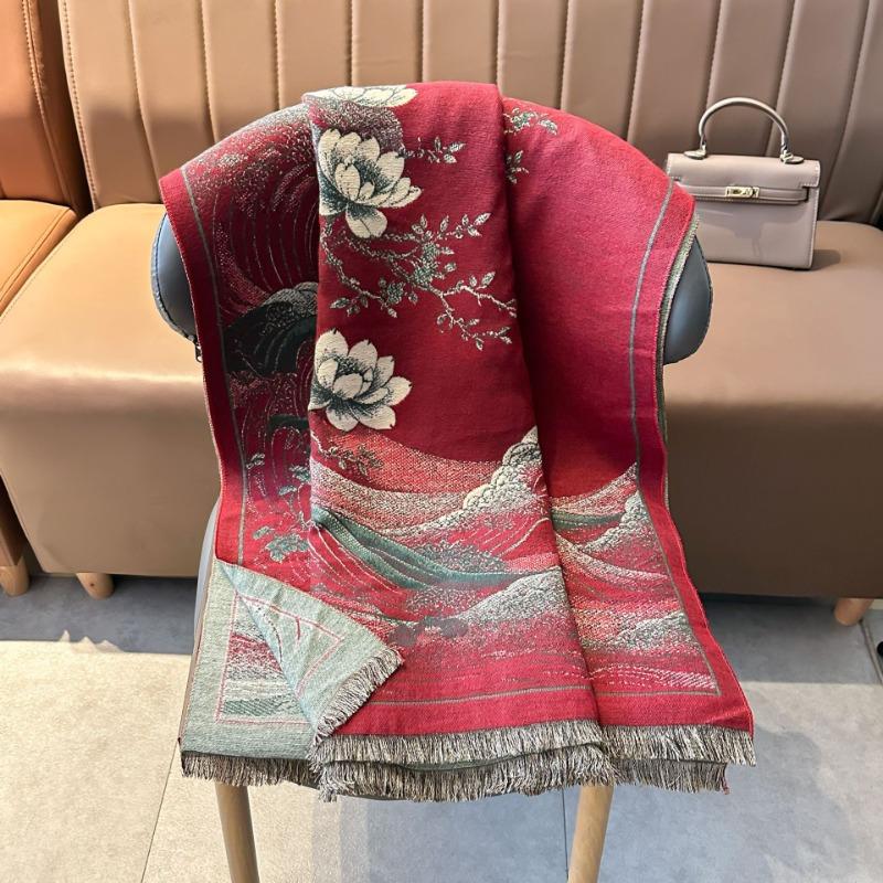 New Imitation Cashmere Scarf Retro Medium Jacquard Scarf Women's Antique National Tide Warm Shawl Autumn Outside