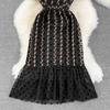 Fashion Temperament Waist Slimming Dot Mesh Flounces Fishtail Dress