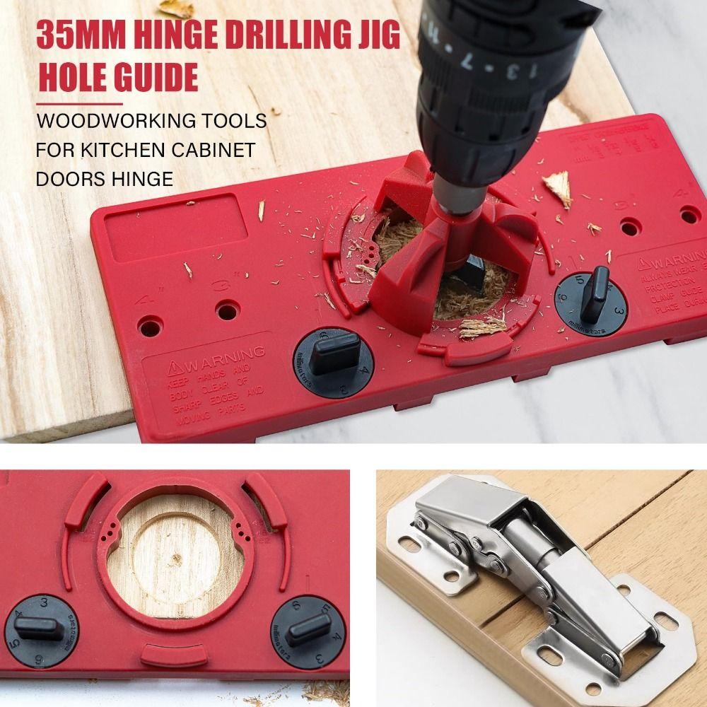 

35MM Cabinet Door Hinge Tool Set Drill Guide Locator Concealed Hinge Jig Woodworking Tools Red-Style A