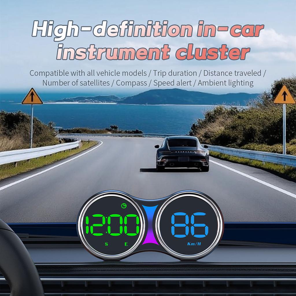 Digital Speedometer, Universal Car Heads Up Display with Overspeed Alarm, 360 degrees  Rotating Bracket, Displays Trip