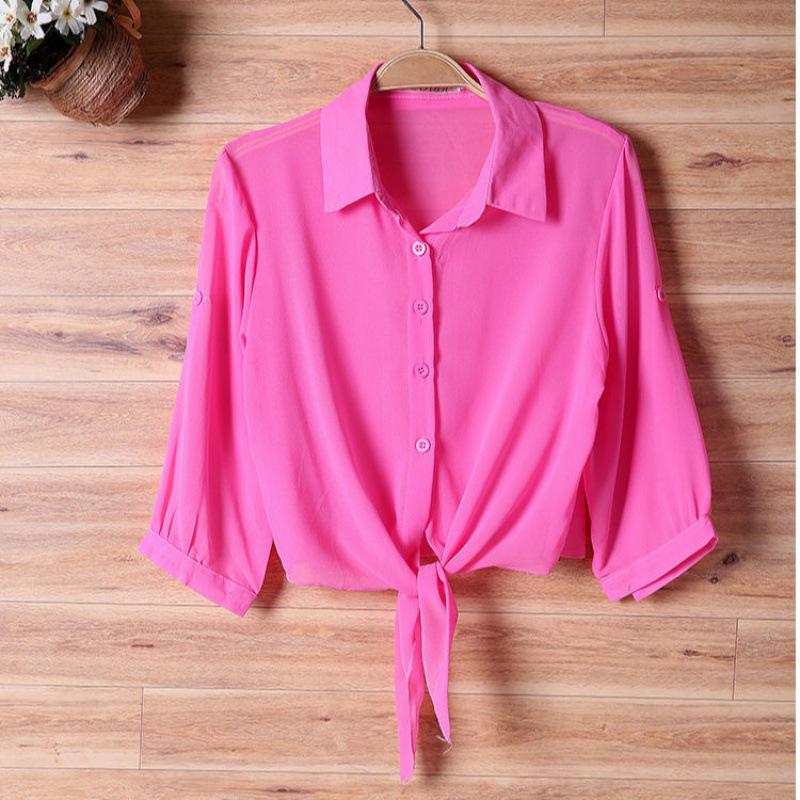 Versatile Ultra-thin Chiffon Shawl Cardigan with Sun Protection for Women Extra Large розовый