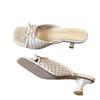 Fashion New Women's Summer Butterfly-knot Slippers Street Style Square Toe Thick Heel Dress Shoes Outdoor Ladies Slides Zapatos Mujer