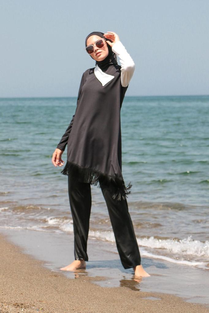 Muslimischer, bescheidener, islamischer Burkini-Badeanzug für den Strand, Bademode, Hijab, Strandmode, 4-teilig