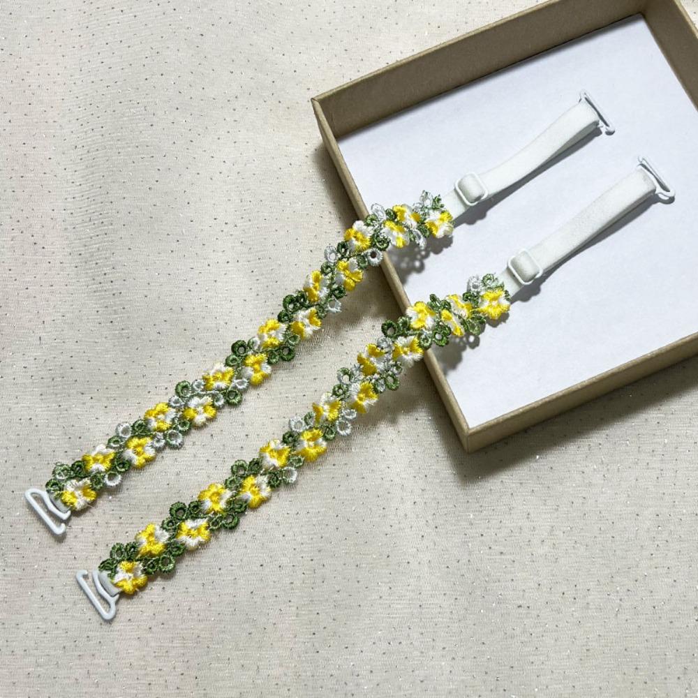 Removable Floral Bra Straps Polyester Anti-slip Shoulder Straps Sweet Flowers Adjustable Floral Shoulder Belts