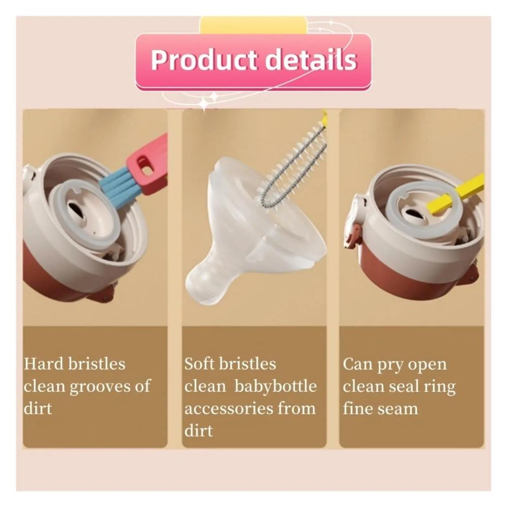 3 in 1 Cup Lid Cleaning Brush, Crevice Cleaning Brush for Bottle Gap Tight Spaces Coffee Thermos Cup Kitchen Tools