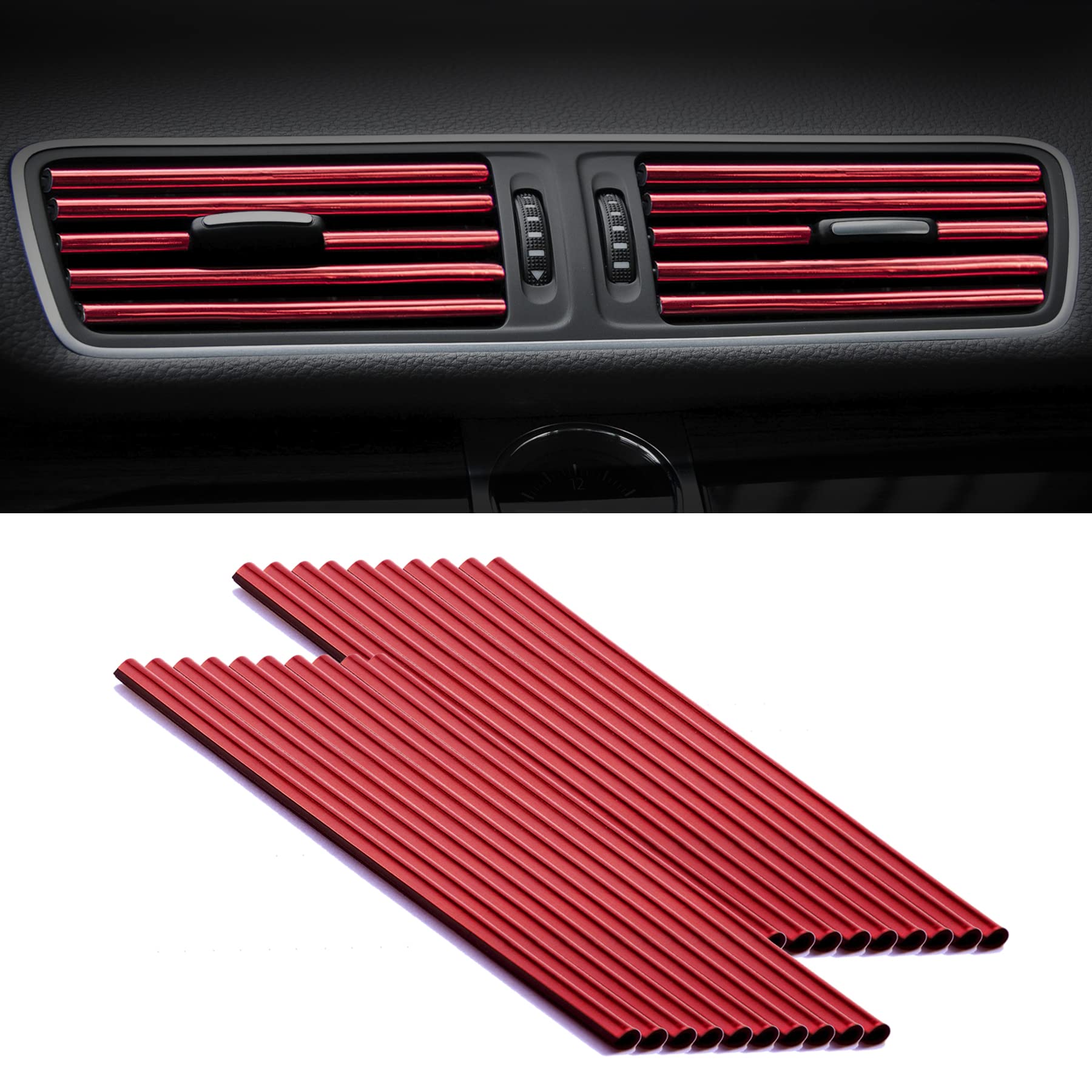 

SINGARO 20pcs Car Air Conditioner Air Conditioner Scent Decorative Strip Bendable DIY Universal for Most Air Outlets, Car Accessories (Red) червоний
