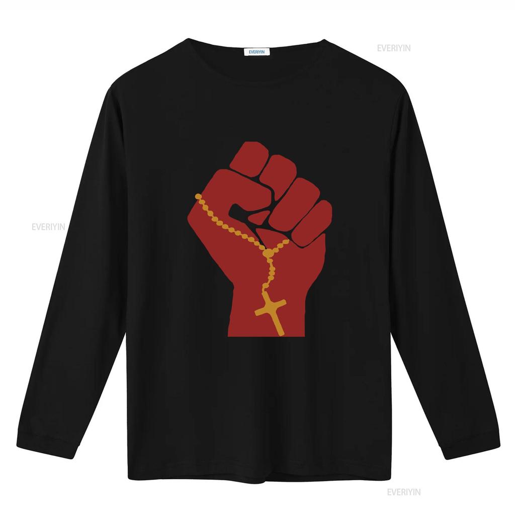 Liberation Theology Raised Fist Radical Christianity Christian Protest Social Justice Leftism Socialism T Shirt vintage Washed