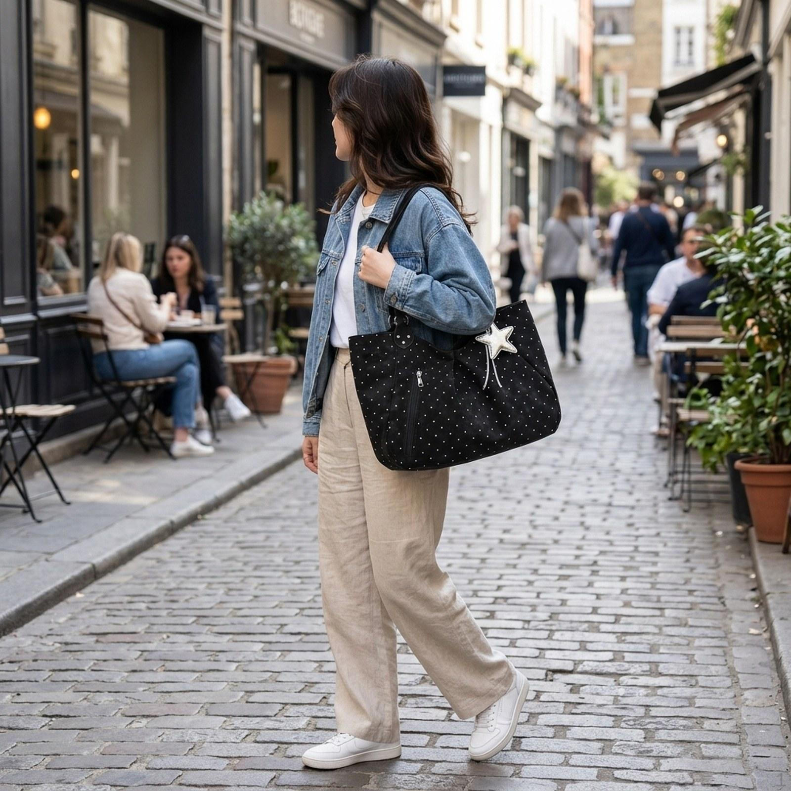

A Portable And Simple Tote Bag for Shopping, Ideal Women s Daily Errands Travel. чёрный