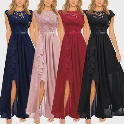 Vestido de noite de renda mais vendido na Europa e nos Estados Unidos com cintura alta