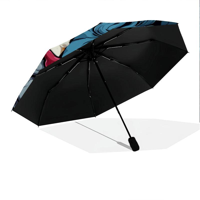 Ferocious Tiger Pattern, Automatic Folding Umbrella, Portable and Foldable Design, 8 Ribs, a Christmas or Birthday Gift.