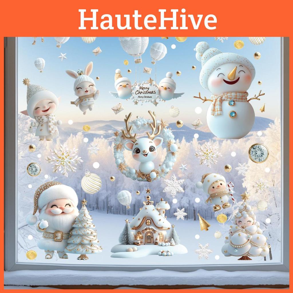 Christmas Pvc Static Clings For Glass Window Decoration Festive Scene