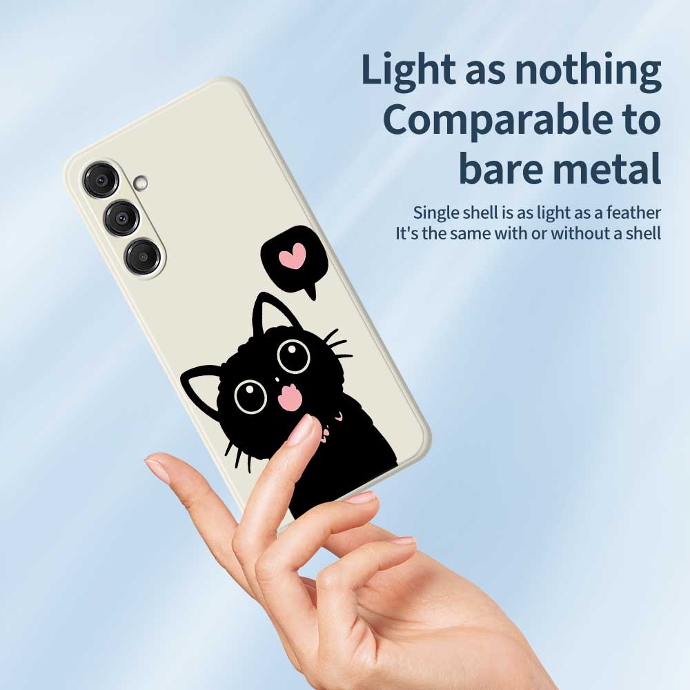 For Samsung Galaxy A16 5G/4G Case Love Black Cat Pattern Printing Straight Edge TPU Phone Back Cover