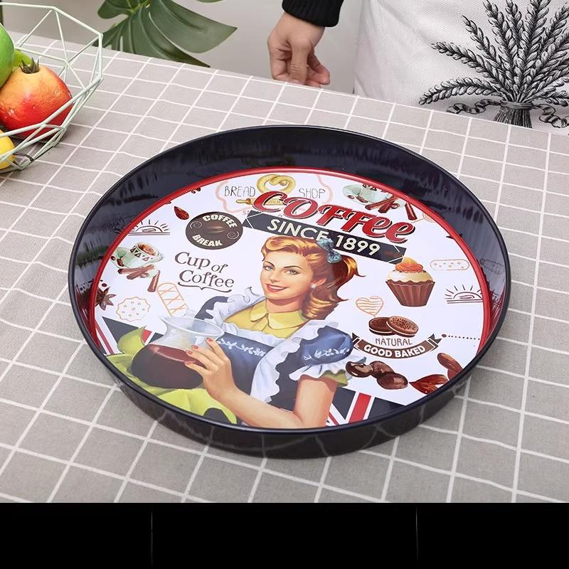 

Поднос Американский Ретро Кованое Железо Фруктовая Тарелка Бытовая Гостиная Кофейный Столик Тарелка для Конфет и Закусок Сервировочная Тарелка Жесть Чашка фиолетовый