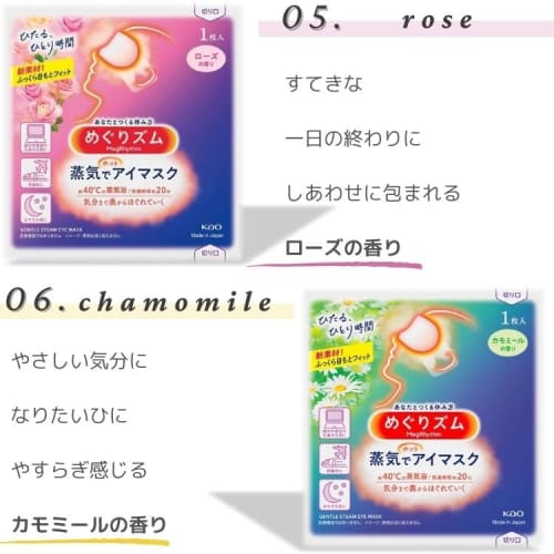 [7-Type Assortment Set] MegRhythm Steam Hot Eye Masks, 7 Types X 5 Masks Each, 35 Masks Per Pack, Includes 7 Trial Cotton Sets