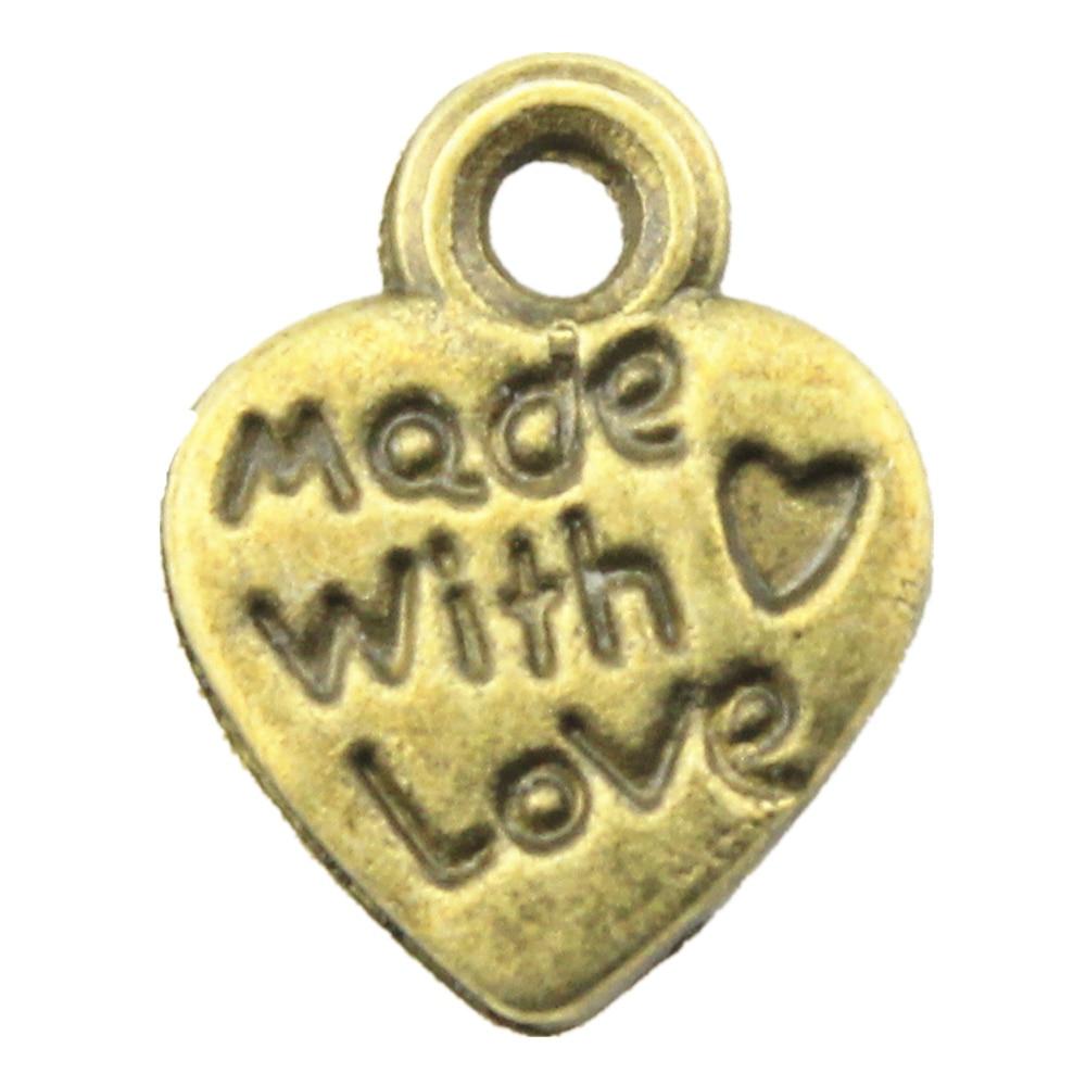 

40шт Сделано с любовью Шармы Шармы Античная бронза Цвет цинковый сплав 10 мм