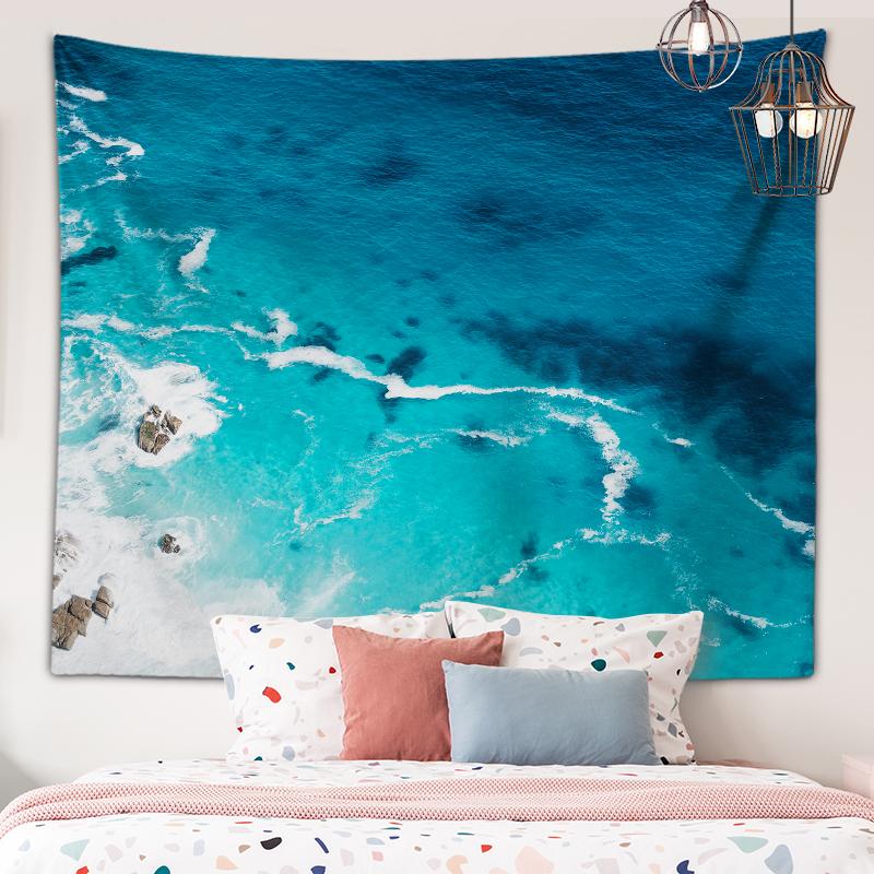 Tapiserie cu vedere la apus de soare la plajă, flori de floarea soarelui, artă de perete, tapiserie, decor estetic, pentru dormitor, sufragerie, decor acasă