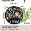 Metal Wall Art Round Wine Decor 7.8 Inch Gift for Friend Party