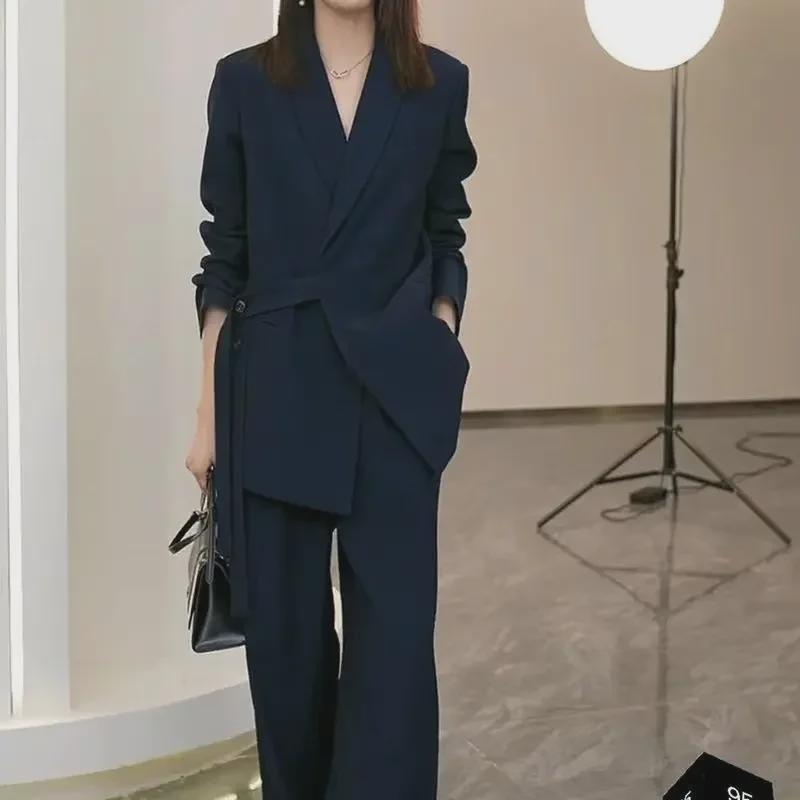 

2024 Весна/Осень Большой размер Стиль невестки Свободные брюки широкого кроя Костюм-двойка для женщин 2XL (70.5-80kg)