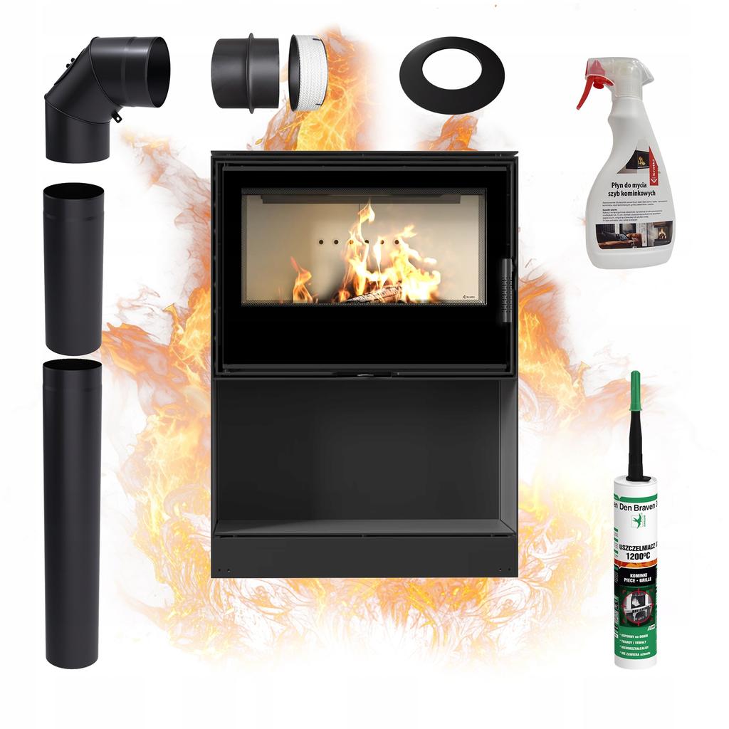 Freestanding Fireplace Stove KRATKI Kari 12kW Ecodesign RECUPERATION ACCESSORIES