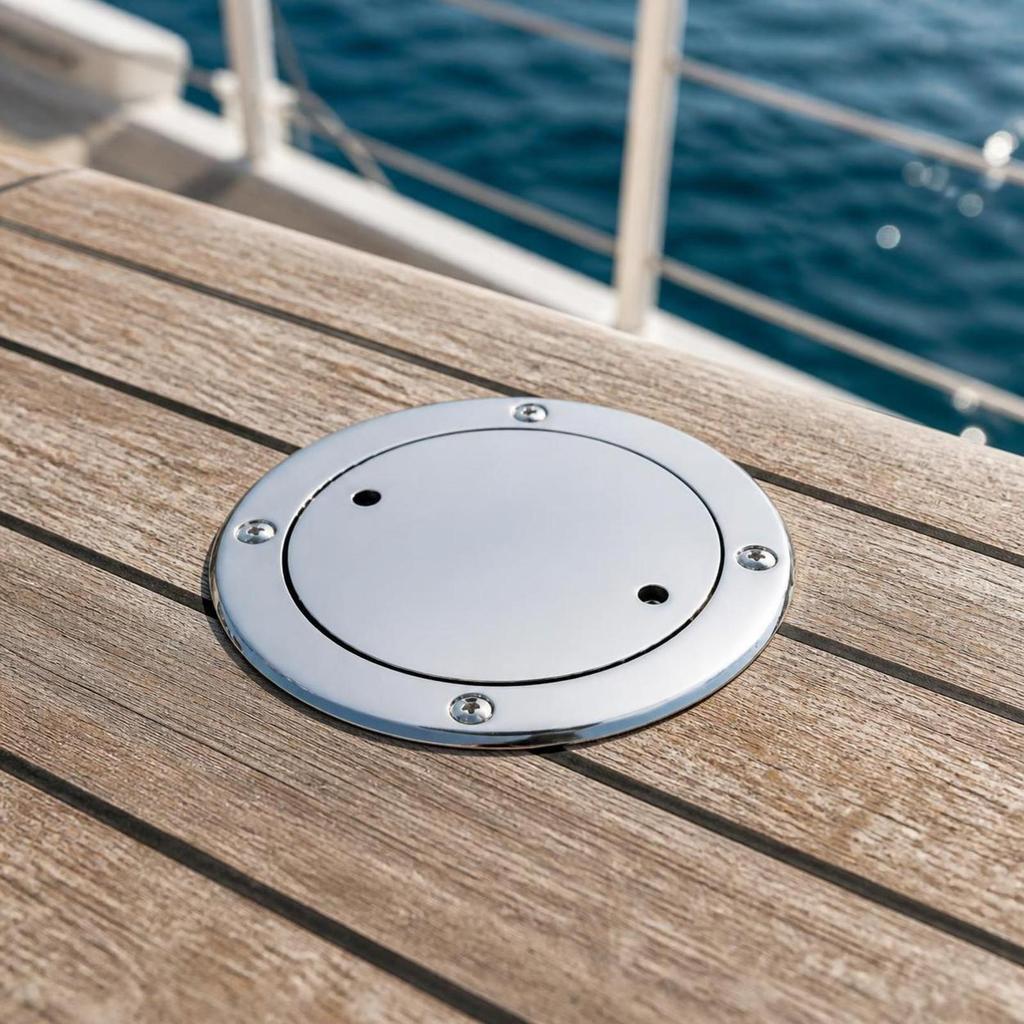 Easy to Install Boat Deck Plate | Polished Stainless Steel, PreDrilled Screw Holes 3 Inch