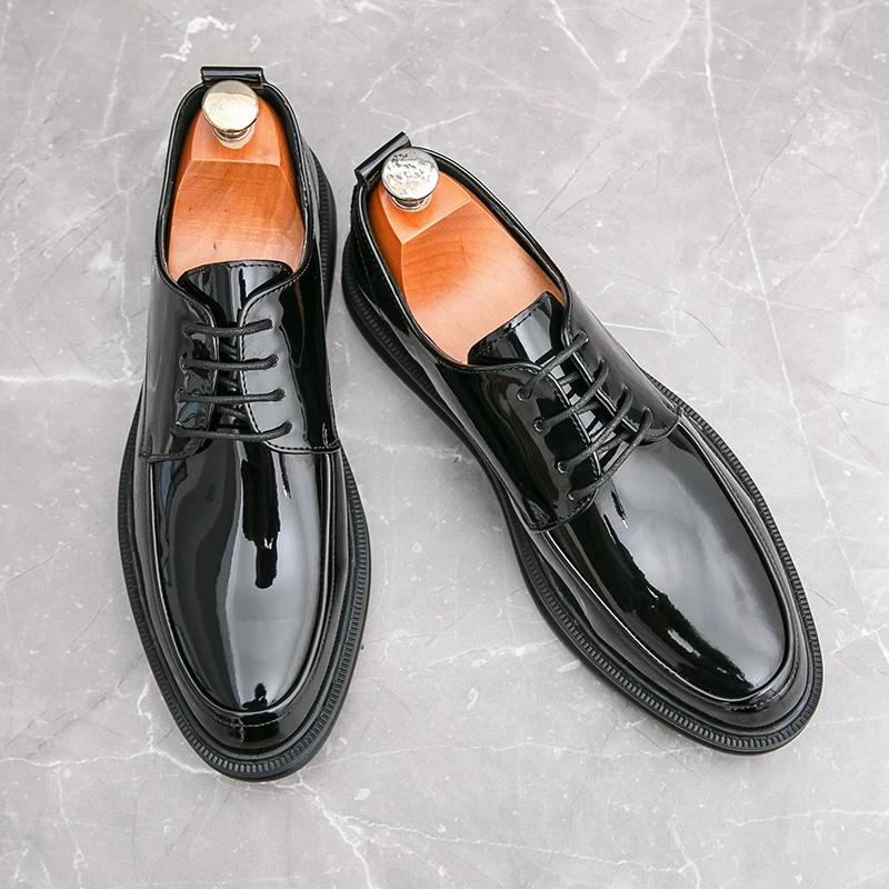 

Handmade Leather Shoes Men 2024 New Men Casual Oxfords Shoes Brand Business Men s Sneakers Classic Men Shoes for Wedding 46 чёрный