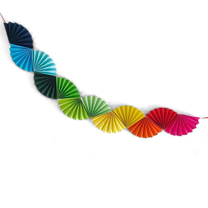Birthday Party Fan-shaped Paper Decorations: Hanging Ornaments and Pull Flags